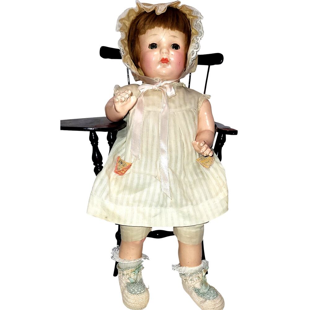 21" Rare Antique 1920s - 30s Effanbee Lovums Mary Ann Comp Cloth Baby Dolls